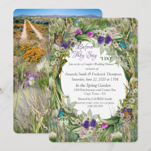 Wilde Öko-freundliche Gräser & Frühlingsblumen Einladung (Vorne/Hinten)