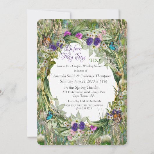 Wilde Öko-freundliche Gräser & Frühlingsblumen Einladung (Vorderseite)