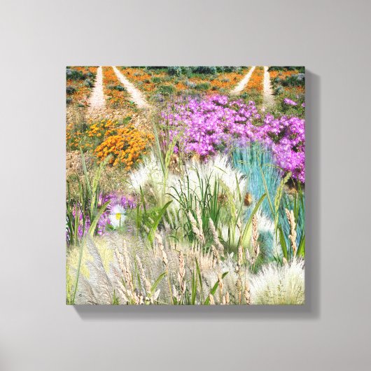 Wilde Öko-freundliche Gräser & Frühlingsblumen Leinwanddruck (Vorderseite)