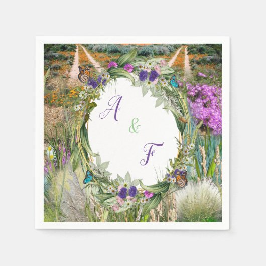 Wilde Öko-freundliche Gräser & Frühlingsblumen Serviette (Vorderseite)