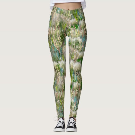 Wilde Öko-freundliche Grasse im Frühling Leggings (Vorderseite)
