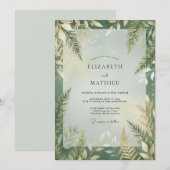 Wilde Olive-Farn-Blumen-Hochzeit Einladung (Vorne/Hinten)