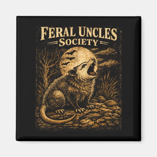 Wilde Onkel Gesellschaft Lustiger Opossum Folklore Magnet (Vorne)