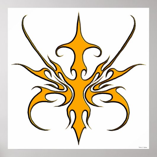 Wilde orangene Stammeslinien-Kunst-Illustration Poster (Vorne)