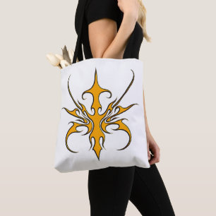 Wilde orangene Stammeslinien-Kunst-Illustration Tasche