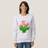 Wilde Orchideen - Coral Pink Orchids and Foliage Sweatshirt (Vorne ganz)