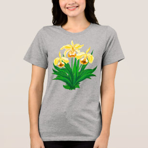 Wilde Orchideen - Goldene gelbe Orchideen und Foli Tri-Blend Shirt