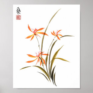 Wilde Orchideen-Harmonie-Wasserfarbenkunst Poster