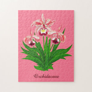 Wilde Orchideen - Korallenrosa Orchideen und Laub Puzzle