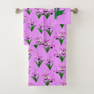 Wilde Orchideen - Lila Orchideen und Foliage Badhandtuch Set