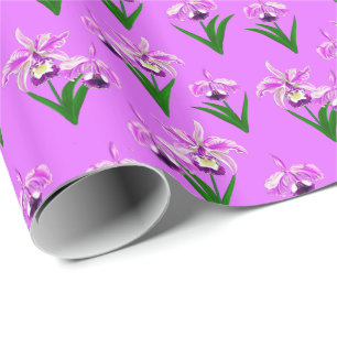 Wilde Orchideen - Lila Orchideen und Foliage Geschenkpapier