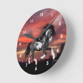 Wilde Paint Horse Wall Clock Runde Wanduhr (Winkel)