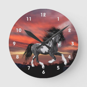 Wilde Paint Horse Wall Clock Runde Wanduhr