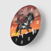 Wilde Paint Horse Wall Clock Runde Wanduhr (Winkel)