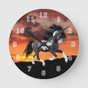 Wilde Paint Horse Wall Clock Runde Wanduhr