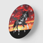 Wilde Paint Horse Wall Clock Runde Wanduhr (Winkel)