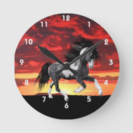 Wilde Paint Horse Wall Clock Runde Wanduhr