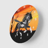 Wilde Paint Horse Wall Clock Runde Wanduhr (Winkel)