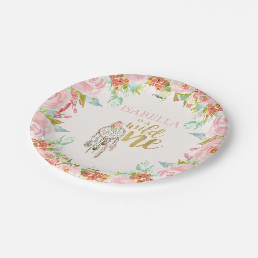 Wilde Papierplatte 7" Boho Dreamcatcher Party Pappteller (Schrägansicht)