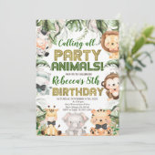 Wilde Party Geburtstag, jedes Alter, Safari Einladung (Stehend Vorderseite)