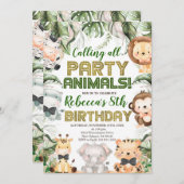 Wilde Party Geburtstag, jedes Alter, Safari Einladung (Vorne/Hinten)