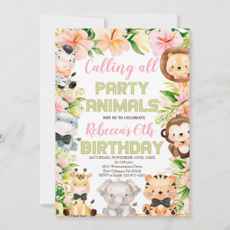 Wilde Party Geburtstag, jedes Alter, Safari Einladung