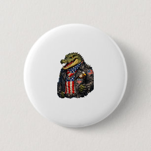 Wilde patriotische Alligator-Biker-Lederjacke St Button