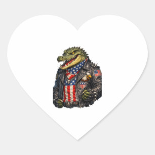 Wilde patriotische Alligator-Biker-Lederjacke St Herz-Aufkleber