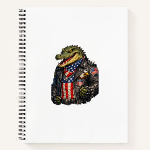 Wilde patriotische Alligator-Biker-Lederjacke St Notizblock
