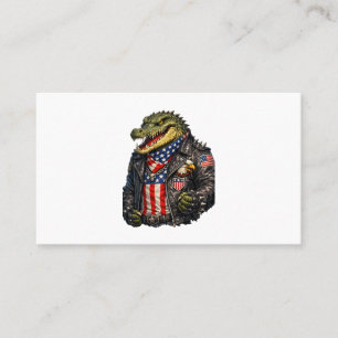 Wilde patriotische Alligator-Biker-Lederjacke St Visitenkarte