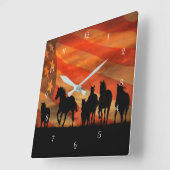 Wilde Pferde American Mustangs Quadratische Wanduhr (Winkel)