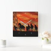 Wilde Pferde American Mustangs Quadratische Wanduhr (Zuhause)