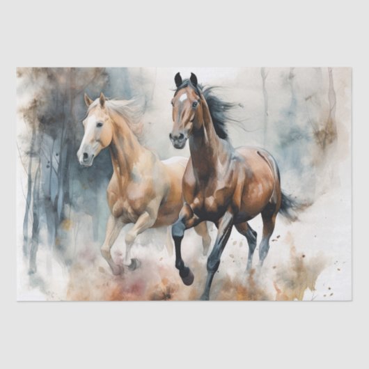 Wilde Pferde Aquarellfärbung Seidenpapier (Vorderseite)