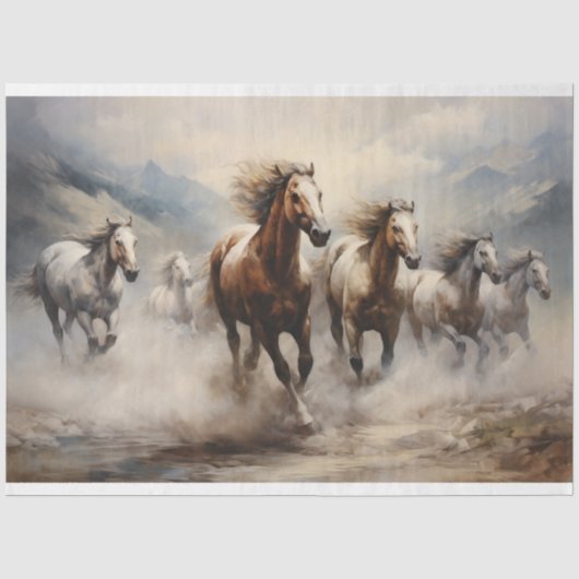 Wilde Pferde Aquarellfärbung Seidenpapier (Vorderseite)