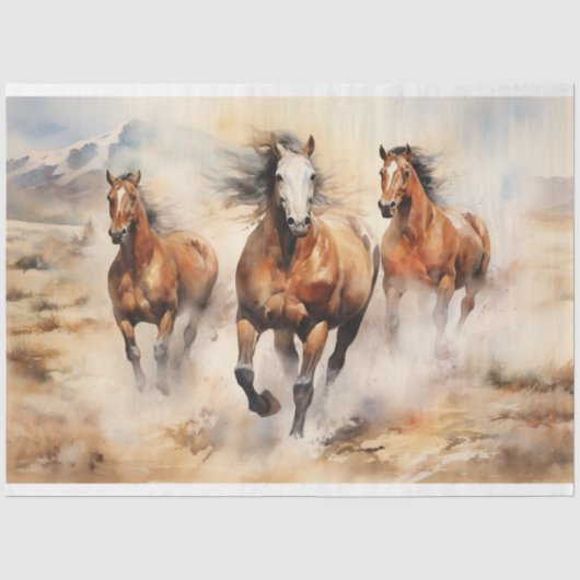 Wilde Pferde Aquarellfärbung Seidenpapier (Vorderseite)