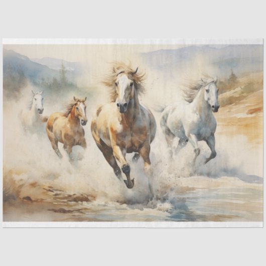 Wilde Pferde Aquarellfärbung Seidenpapier (Vorderseite)
