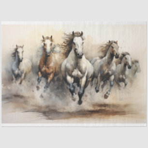 Wilde Pferde Aquarellfärbung Seidenpapier