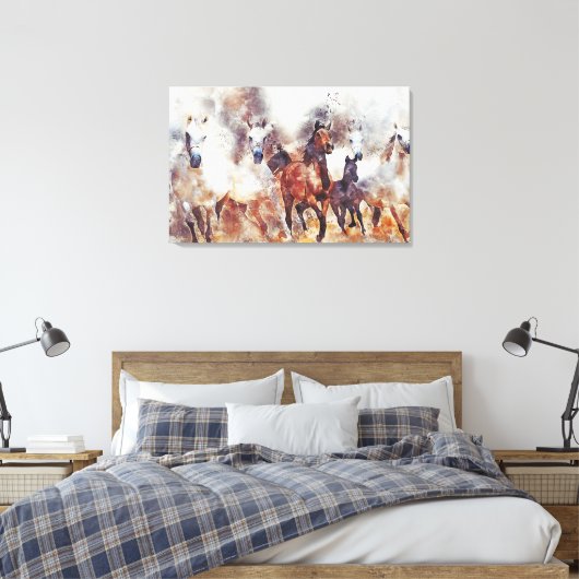 Wilde Pferde Art Canvas Print Leinwanddruck (Insitu (Schlafzimmer))