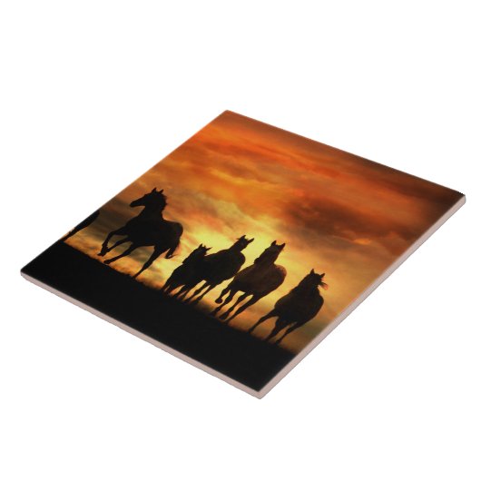 Wilde Pferde Art Tile Fliese (Seite)