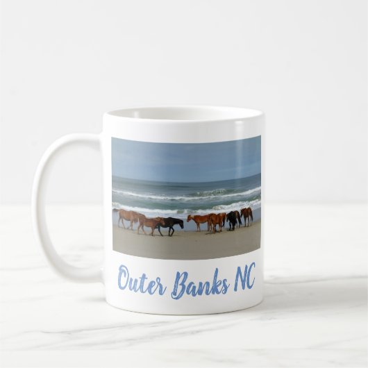 Wilde Pferde Außenbanks OBX Corolla NC Kaffeetasse (Links)