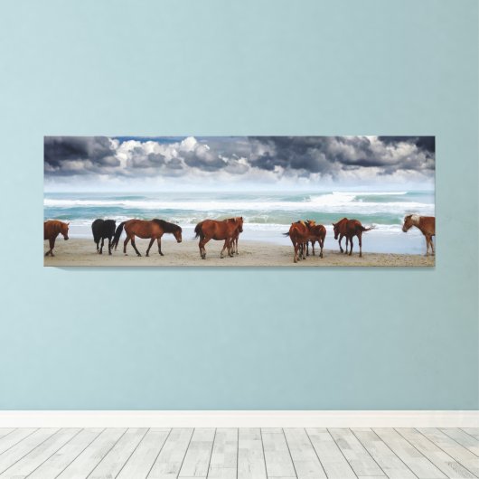 Wilde Pferde Außenbanks OBX Corolla NC Leinwanddruck (Insitu (Holzboden))