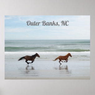 Wilde Pferde Außenbanks OBX Corolla NC Poster