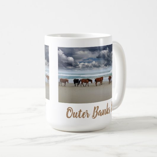 Wilde Pferde Außenbanks OBX NC Corolla Kaffeetasse (VorderseiteRechts)