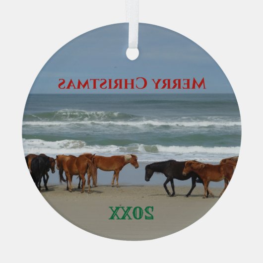 Wilde Pferde Außenketten OBX Weihnachten Ornament Aus Glas (Rückseite)