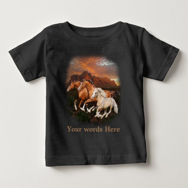 Wilde Pferde Baby T-shirt (Vorderseite)