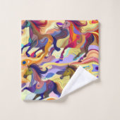 Wilde Pferde Badhandtuch Set (Waschlappen)