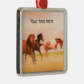 Wilde Pferde bei Sonnenuntergang Keramik Ornament Aus Metall (Rechts)