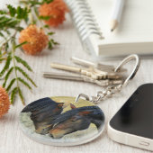 Wilde Pferde berühren Nasen Schlüsselanhänger (Vorderseite rechts)