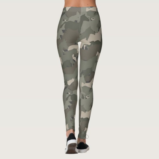 Wilde Pferde Camouflage Muster Leggings (Rückseite)