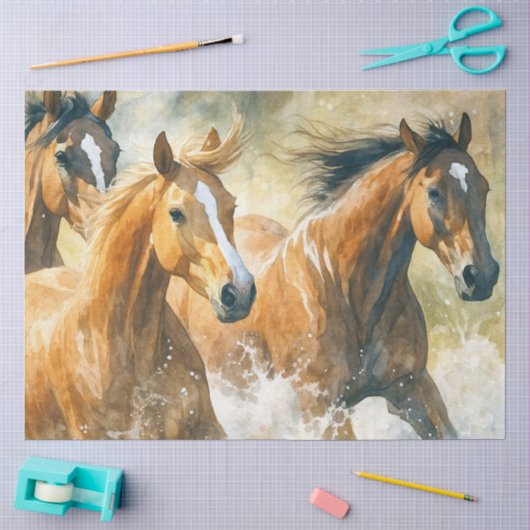 Wilde Pferde Decoupage Wasserfarbe Western Seidenpapier (Basteln)